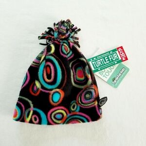 Turtle Fur Ring Ding Black Colorful Circle Fleece Pompom Hat Unisex Kids 1-7 NWT